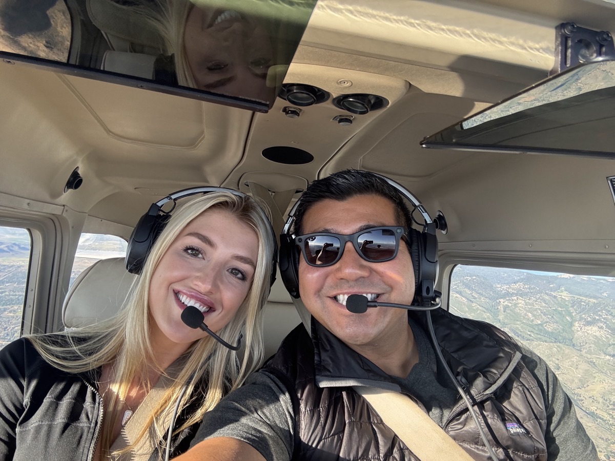 Rob in the cockpit on a flight over Northern California